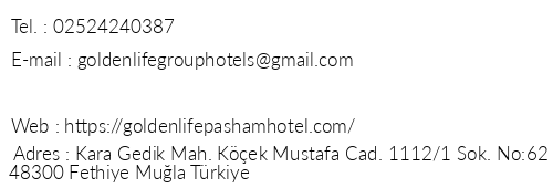 Golden Life Pasham Beach Hotel telefon numaralar, faks, e-mail, posta adresi ve iletiim bilgileri